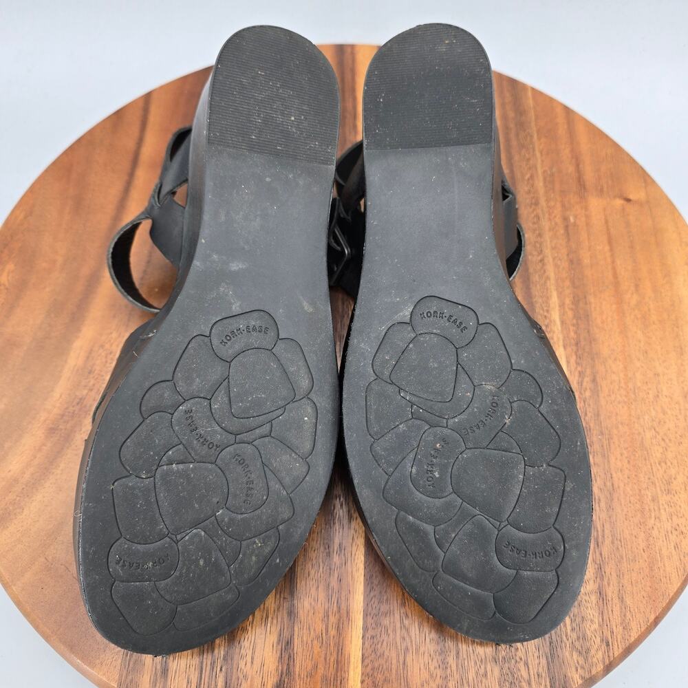 Kork-Ease Black Leather Crisscross Slingback Sandals - Picture 8 of 9